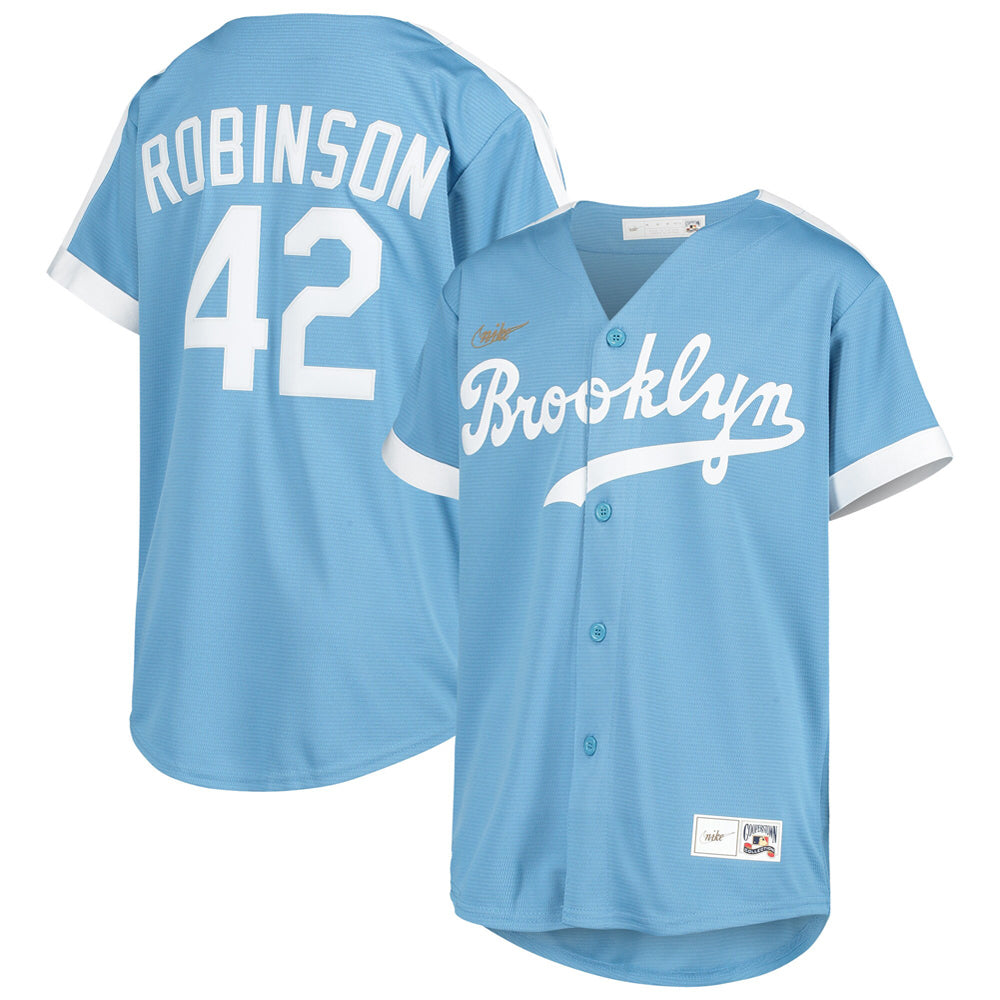Youth Brooklyn Dodgers Jackie Robinson Alternate Cooperstown Collection Player Jersey - Light Blue