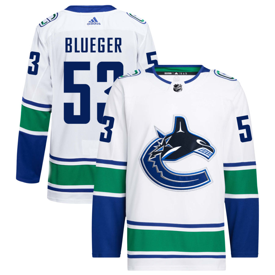 Teddy Blueger Vancouver Canucks adidas Away Primegreen Authentic Pro Jersey - White