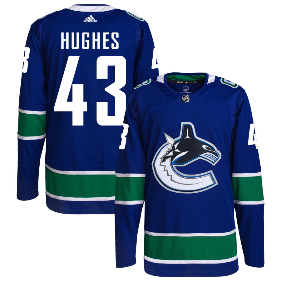 Quinn Hughes Vancouver Canucks adidas Home Primegreen Authentic Pro Jersey - Royal