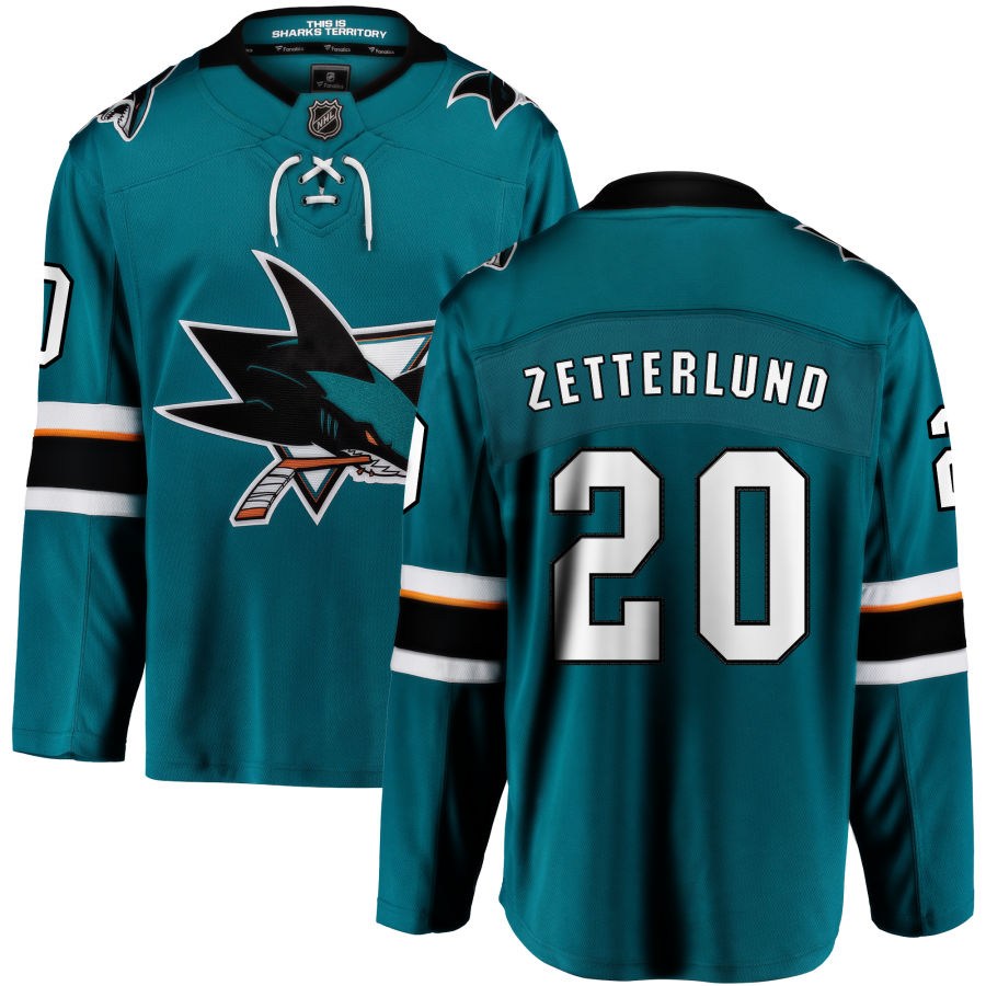 Fabian Zetterlund San Jose Sharks Fanatics Branded 2021/22 Home Breakaway Jersey - Teal