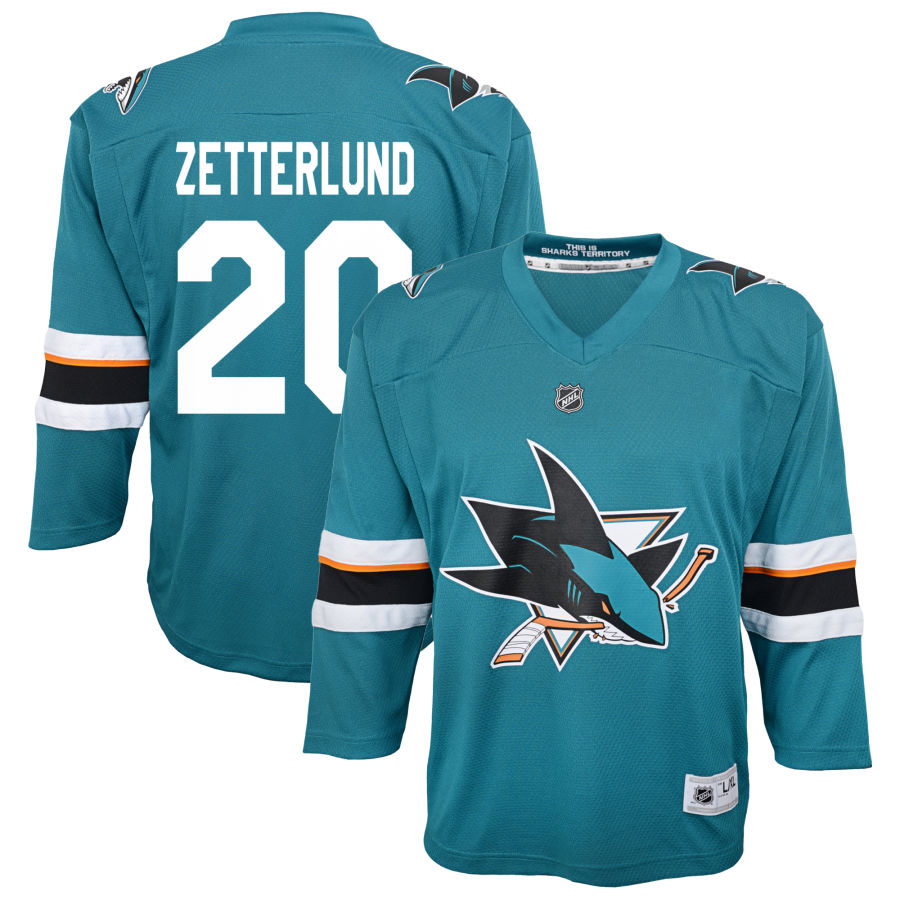 Fabian Zetterlund San Jose Sharks Youth 2021/22 Home Replica Jersey - Teal