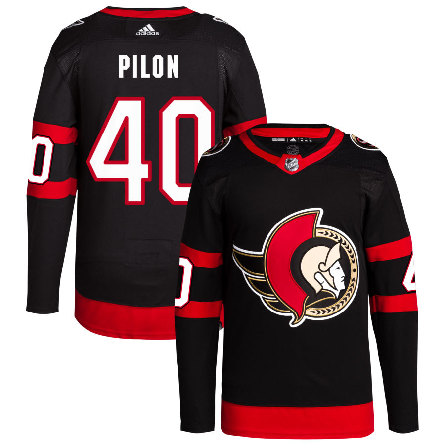 Garrett Pilon Ottawa Senators adidas Home Primegreen Authentic Pro Jersey - Black